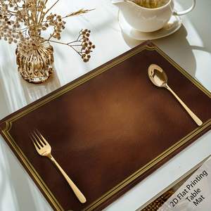 Rectangle <b>Leather</b> <b>Placemats</b> Heat-Resistant Home Kitchen PU Dining Table Mats Customized Size square <b>Leather</b> Table Ware - Product Image 3