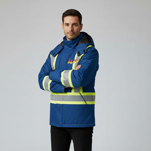Veste de travail de sécurité réfléchissante en coton avec logo personnalisé OEM/ODM, LED clignotante, ANSI classe 1, imperméable, plusieurs poches, pour hommes - Product Image 3