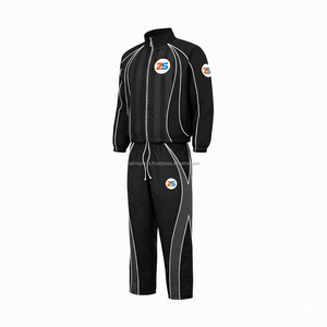 Ensemble coupe-vent en polyester 220 GSM de qualité supérieure, noir avec panneau incurvé blanc, logo personnalisé, vêtements de sport à transfert thermique, grande taille - Product Image 4