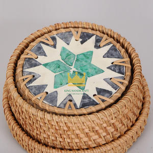 Pas cher Prix coloré rotin coquille thé café tapis tissé à la main rotin coquille sous-verres napperon coussin isolant décoratif - Product Image 1