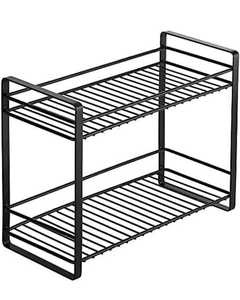Étagère de rangement de cuisine en métal, double, en fer, écologique, finition en revêtement en poudre noir, design moderne, de qualité supérieure, à 2 niveaux, sur pied - Product Image 1