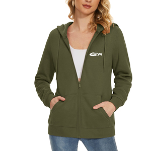 Sudaderas con capucha de las mujeres al por mayor a granel pulóver de gran tamaño sudaderas de algodón con capucha Streetwear recortada polar Zip Up chaquetas de moda - Product Image 1
