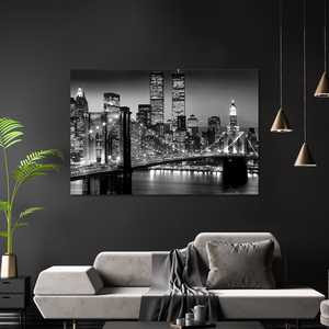 Luces de póster de Nueva York de diseño moderno con imágenes del Centro Comercial Mundial y del Puente de Brooklyn - Product Image 4