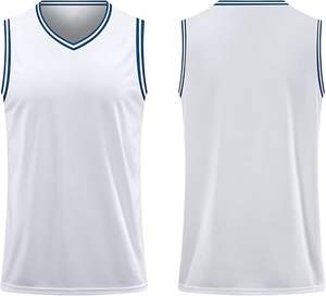 Precio competitivo, hecho en fábrica, uniforme de baloncesto de calidad superior, buen material, camiseta de baloncesto para hombre en blanco, puño a rayas - Product Image 1