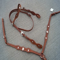 Ensemble de bridon et harnais western en cuir DD de haute qualité, fait main, avec têtière et collier de poitrine, logo gaufré, couleur personnalisée pour cheval