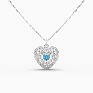 Collar con colgante de diamante en forma de corazón de oro de 14K/18K, corte de corazón azul, regalo de boda de diamante cultivado en laboratorio para mujer - Product Image 1