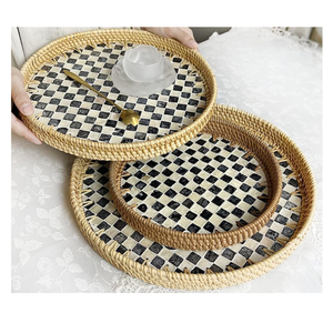 ชุดถาดเสิร์ฟหวายทอมือ3ชิ้นสำหรับตกแต่งบนโต๊ะอาหารทรงกลมทำจากเวียดนาม - Product Image 1