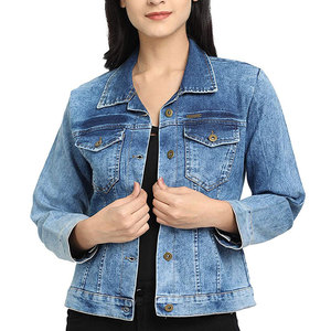 Turn Down Collar Custom Color Size Women Jeans Jacket Plus Size Breathable Lightweight Jeans Jacket In Outdoor Use