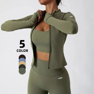 Custom Winter Long-Sleeved Zip up Running Yoga Gym Fitness Sport <b>Workout</b> Bbl <b>Jacket</b> Women jogging wear - Product Image 6
