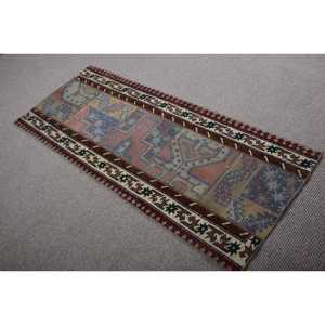 Turkish Rug, 2,3x5,5 ft Small Rug, <b>Brown</b> Red <b>Wool</b> Rug - Product Image 4