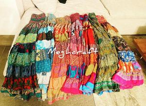 Nueva Falda larga de seda de moda gitana Bohemia con volantes diseño de retazos transpirable y de talla grande al por mayor para la moda de México y EE. UU. - Product Image 2