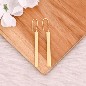 Pendientes Colgantes de Diseño Único y Moderno para Boda, Hechos a Mano, con Forma Irregular y Curva, Chapados en Oro, de Latón, de Alta Calidad - Product Image 2