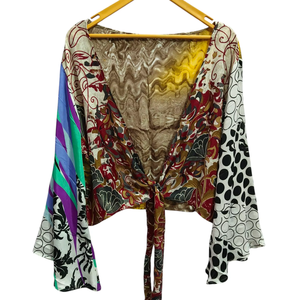 เสื้อชายหาดผ้าไหมสั้นหลากสีเสื้อเบลาส์ผ้าไหมหลากสีใส่ในบ้าน - Product Image 1