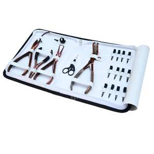Kit d'outils professionnels pour extensions capillaires or rose avec pince à sertir plate, pince à sertir 2 trous, outil de pressage de ruban, pinces et doigt de séparation - Product Image 1
