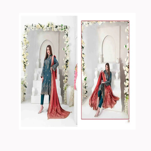 Lanzamiento de nuevo diseñador Party Wear Look Fancy Top Dupatta y vestido largo inferior completamente cosido Traje de trabajo de secuencia hermosa - Product Image 5