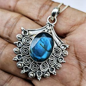 Pendentif en laborite, pendentif en argent sterling 925, pendentif pour femme, pendentif fait main, pendentif en pierre bleue, cadeau pour elle - Product Image 3