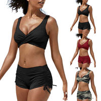 Ensemble de bikini rembourré uni pour femme, décontracté, respirant, écologique, grande taille, en polyester et élasthanne, séchage rapide, antistatique