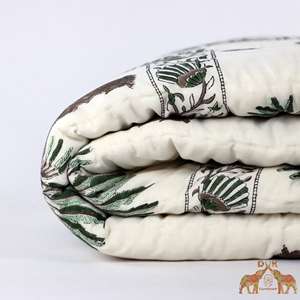 Jaipuri Cotton Palm Tree Razai Lightweight Summer <b>Quilt</b> & Soft Wholesale Comforter <b>Blanket</b> - Product Image 2