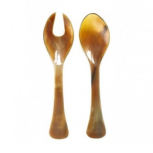 Corne de Offre Spéciale Outils À Salade À La Main Poignée Cuillère Fourchette Corne Artisanale Poli Salade Serveur Ustensiles De Cuisine Vaisselle Salade Serveur - Product Image 6