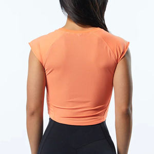 เสื้อยืดแขนสั้นเข้ารูปเซ็กซี่สำหรับผู้หญิงเสื้อยืดพอดีตัวเสื้อยืดทรงพอดีตัวมีสไตล์เสื้อครอปสำหรับผู้หญิง - Product Image 6