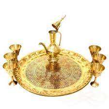 Produit émaillé Aftaba Dallah en laiton doré fabriqué à la main Service à café et thé décoratif - Product Image 3