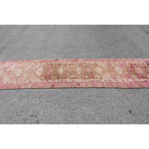Turkish Vintage <b>Rug</b>, 2.6x13.4 ft Herki <b>Rug</b>, Pink <b>Runner</b> Floral <b>Rug</b> - Product Image 3