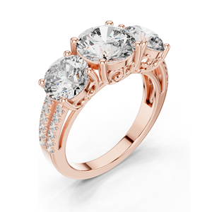แหวนเพชรแล็บ 4.192 กะรัต แบบสามเม็ดสำหรับผู้หญิง ความใส VVS-VS EF ทอง 18KT, 14KT, 10KT และเงิน 925 สีโรสโกลด์, สีเหลือง, สีขาว - Product Image 4