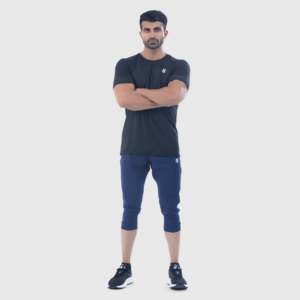Navy 3/4 Bottoms Logo Decorations XS Size Cotton Bermuda <b>Shorts</b> Woven 100% Polyester Twill Fabric Soft Knitted Spandex Knee - Product Image 4