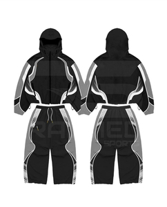 Ensemble de survêtement 2 pièces unisexe : pantalon et veste à capuche, coupe-vent de travail, imperméable, avec empiècements en PU et 100% nylon, imprimé uni - Product Image 5