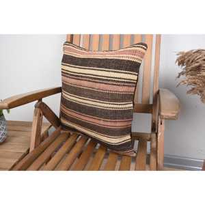 Almohada Kilim de lana marrón de 18x18 pulgadas, cojín estampado esponjoso Vintage para sofá, ropa de cama, técnica de tejido de plumas portátil de Navidad - Product Image 3