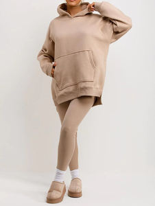 Conjunto de sudadera y mallas con capucha de gran tamaño para mujer, chándal de salón con capucha, ropa informal para mujer - Product Image 6