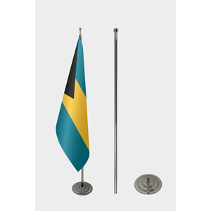 Bandera Oficial de las Bahamas para Interiores, Estilo Bandera de Escritorio, Gráficos Impresos Digitalmente, Múltiples Materiales Incluyendo Fieltro, Nailon, Seda, Aluminio, Fibra de Vidrio - Product Image 2
