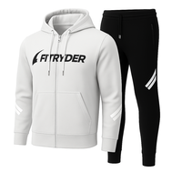 Ensemble de survêtement respirant pour homme, coupe slim, imprimé, 2 pièces, avec capuche |   Tenue de sport décontractée pour la course à pied et l'entraînement avec logo personnalisé
