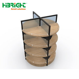 Estante de Exhibición Redondo de Madera y Metal, Góndola Circular para Supermercado, Exhibidor de Mercancía de 4 Vías para Tienda Minorista - Product Image 2