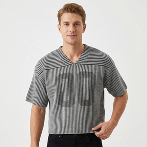 Suéter Corto Personalizado con Logotipo OEM ODM, Jersey de Punto Acanalado, Ropa Urbana, Top Corto de Punto para Hombre, Patrón 100% Algodón - Product Image 1