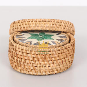 Cheap Price Colorful Rattan Shell Tea <b>Coffee</b> Mat Hand Woven Rattan Shell Coasters Placemat Insulation <b>Pad</b> Decorative - Product Image 2
