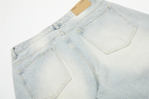 กางเกงยีนส์ทรงขาบานสไตล์วินเทจฟอกสี สำหรับผู้ชาย ผลิตโดยผู้ผลิตตามสั่ง กางเกงผ้าฝ้ายทรงตรงหลวมสไตล์แฟชั่นแบบดิสเทรส - Product Image 5