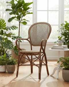 Silla de comedor minimalista de ratán duradera y ecológica, muebles de jardín cómodos para exteriores para hoteles, casas de campo, dormitorio y Villa - Product Image 1