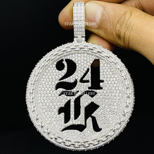 Joyería STAR, Colgante con Letra y Logotipo Personalizado, Chapado en Oro Cristiano de 10K, con Diamantes Cultivados en Laboratorio, Corte Brillante, Estilo Hip Hop, Unisex - Product Image 1