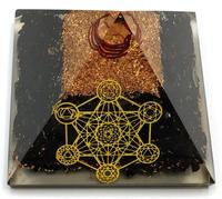 Pyramide d'Orgonite Feng Shui Cube de Metatron avec Figurine en Pierre Gemme Sculptée (Pierre d'Agate Export) - Usage Spirituel, Prix Réduit