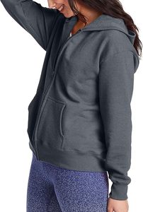 Women's Autumn Breathable Fleece Hooded Knitted Varsity Jacket with <b>Zipper</b> Closure 100% Cotton Shell - Product Image 3