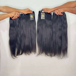 Vente en gros de tissages de cheveux indiens vierges bruts, lisses, de type Temple, avec cuticules brutes alignées, et de mèches de cheveux naturels alignées dans le sens de la cuticule. - Product Image 1