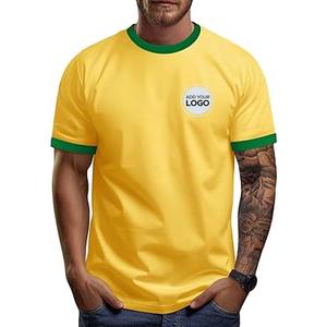 Camisetas de cuello redondo con timbre de algodón 100% suave para hombre Camiseta de manga corta con cuello redondo sólido para hombre - Product Image 2