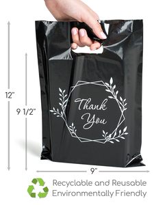 Gracias, bolsas con asa troqueladas, diseño de logotipo personalizado, compras impresas, productos personales, embalaje, bolsas de plástico para compras, comestibles - Product Image 6