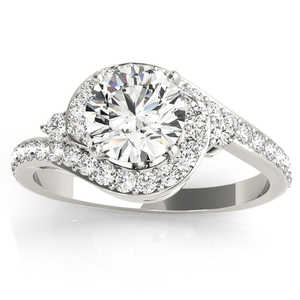 14K White Gold Fine <b>Jewelry</b> <b>Set</b> Diamond Halo Swirl <b>Bridal</b> with 0.77ct - Product Image 6