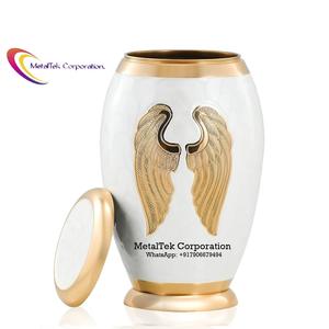 American Style White Cremation Urn with Golden <b>Angel</b> <b>Wings</b> Polished Memorial Funeral Ashes Adults Wholesale Funeral Supplies Jar - Product Image 2