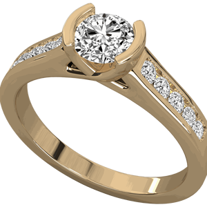 Bague solitaire de créateur demi-ronde en diamant rond pour elle - Product Image 1