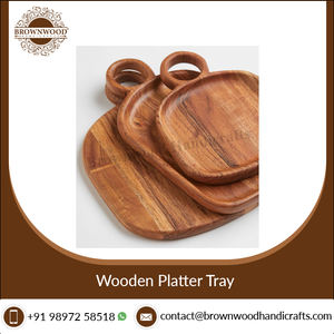 Plateau en bois fait main de forme rectangulaire de couleur finie en bois de haute qualité de 15mm d'épaisseur Lot de 3 de l'Inde - Product Image 5