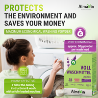 AlmaWin Custom 1 Lessive en Poudre Écologique Ultra Concentrée Lavande 1,08 Kg - 20 Lavages Végétalienne Dermatologiquement Testée