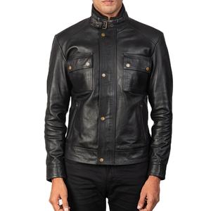 Chaqueta de Cuero de Invierno para Hombre, Hecha a Medida, de Manga Larga, con Ribete de Piel, Cuello Alto, Tela de Lona, Color Sólido, Piel de Oveja Teñida, por Encargo - Product Image 6